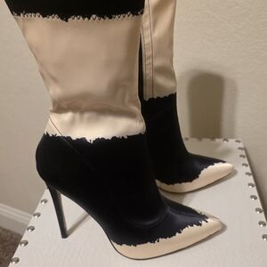 Elegant Black and Cream Ankle Booties